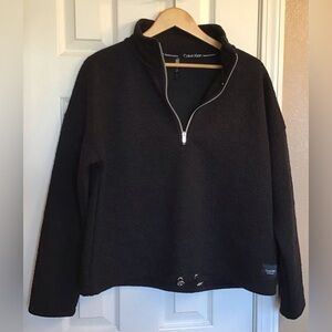 Calvin Klein Performance Black Quilted Half-Zip Pullover Beautiful accents Sz XL